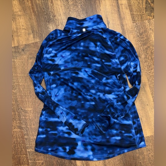 Champion Blue Patterned Quarter-Zip Long Sleeve Pullover Womens’s Large - Picture 2 of 4